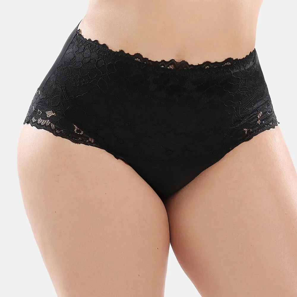 2-Pack High Waist Soft Cotton Lace Panties