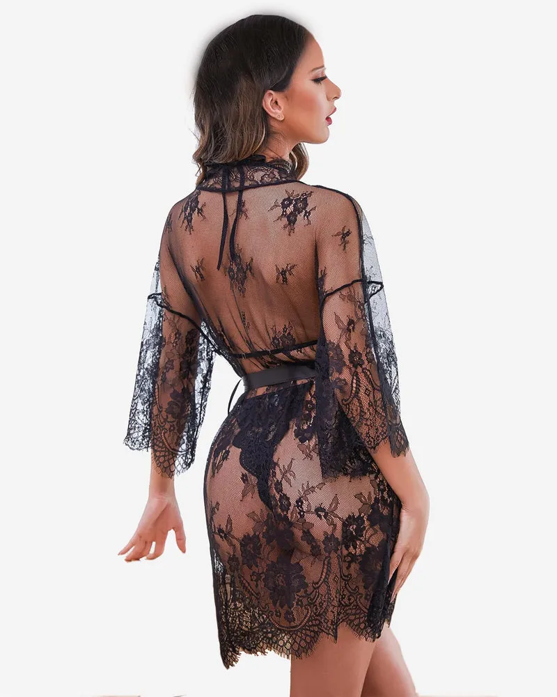 2 Piece Set Lace Robe with Teddy (DE Only)