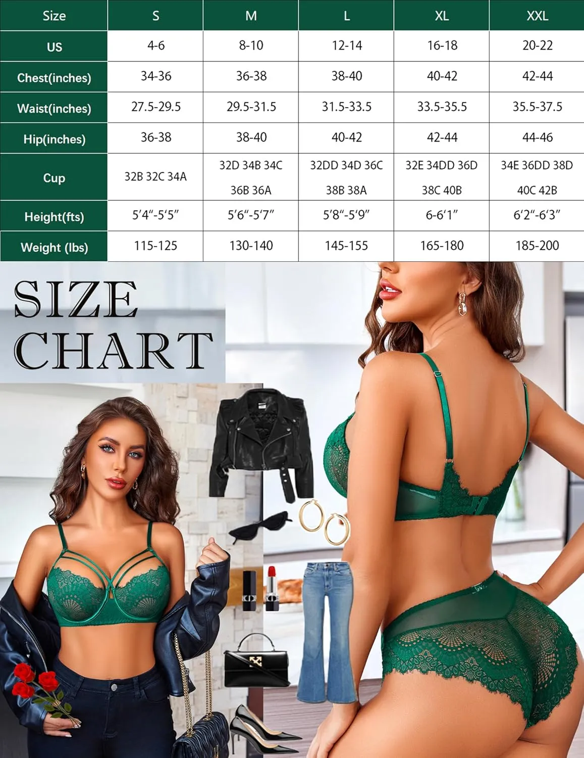 2 Pieces Lace Bra and Panty Sets