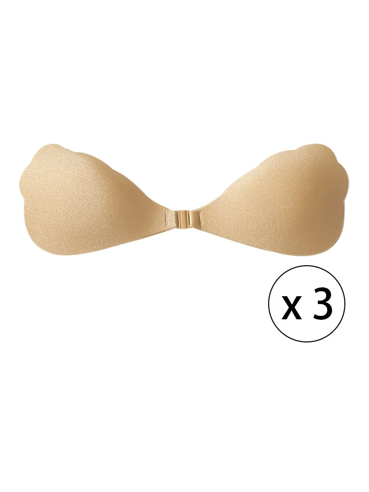 3 Pack Women's Front Closure Push-Up Adhesive Bras