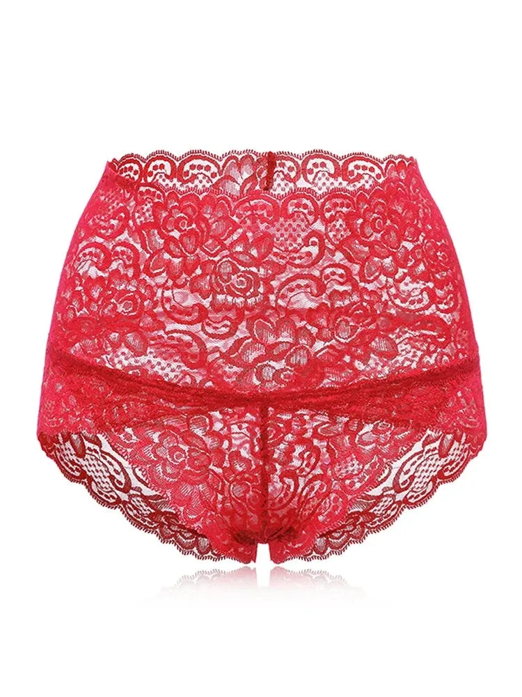 4-Pack High Waisted Lace Cotton Butt Lifter Sexy Panties