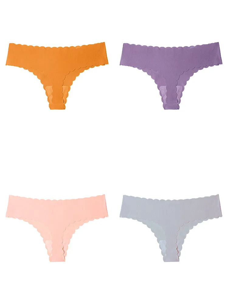 4-Pack Seamless Cotton Low Waist Thong Briefs