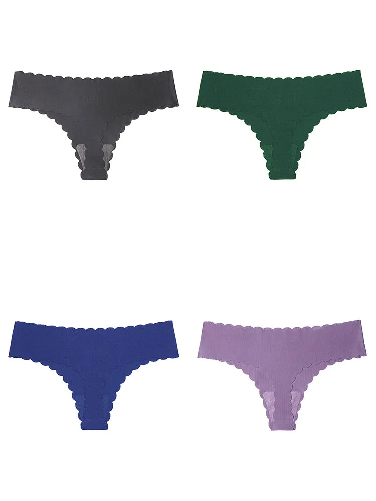4-Pack Seamless Cotton Low Waist Thong Briefs