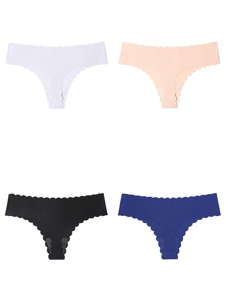 4-Pack Seamless Cotton Low Waist Thong Briefs