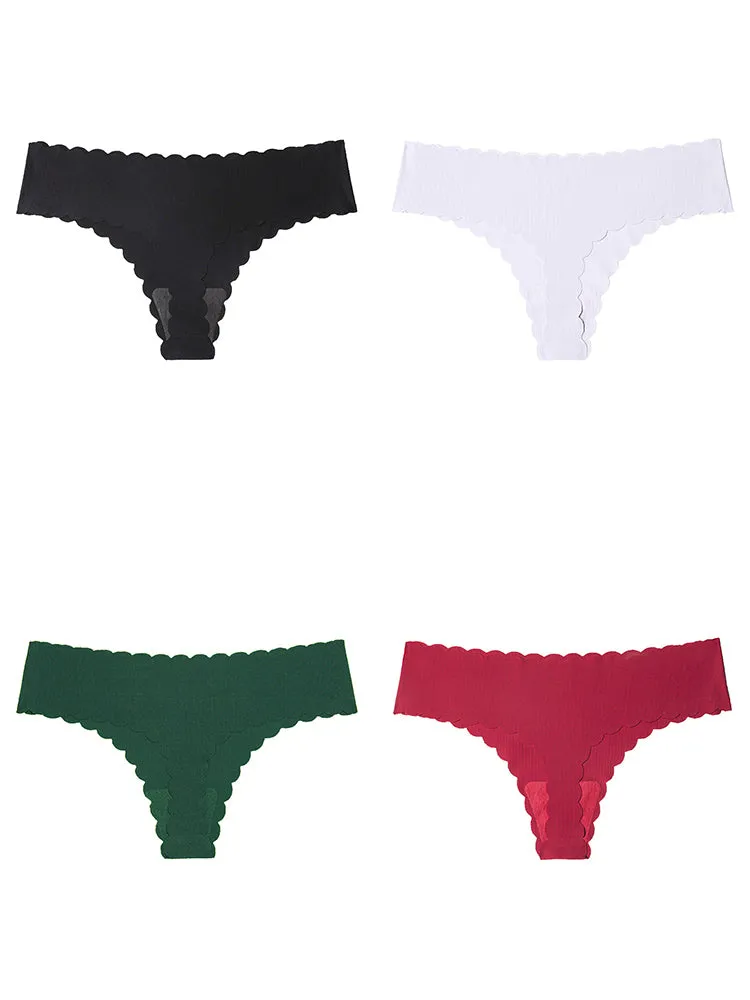 4-Pack Seamless Cotton Low Waist Thong Briefs
