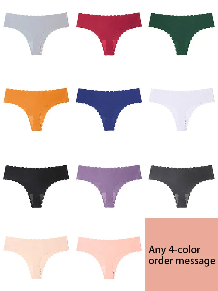 4-Pack Seamless Cotton Low Waist Thong Briefs