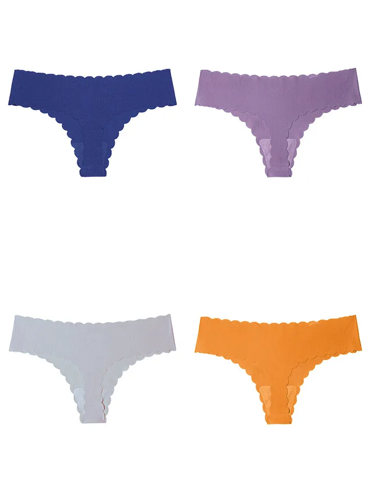 4-Pack Seamless Cotton Low Waist Thong Briefs