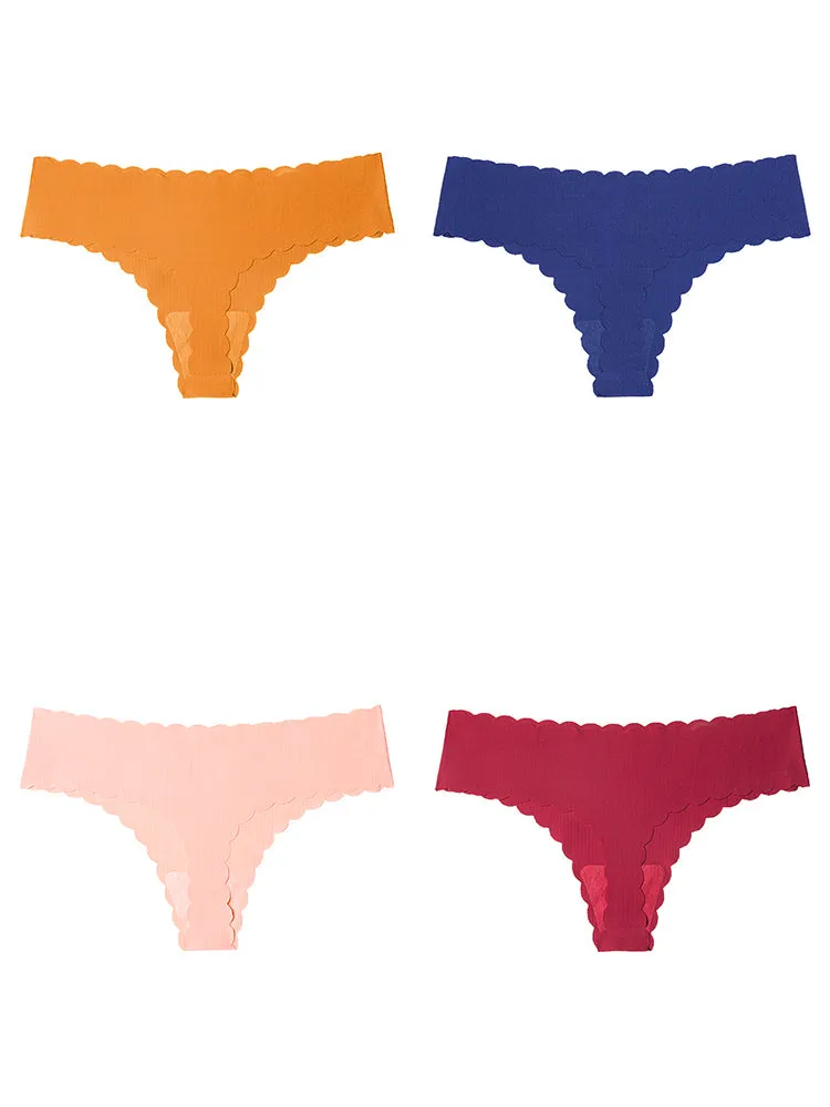 4-Pack Seamless Cotton Low Waist Thong Briefs