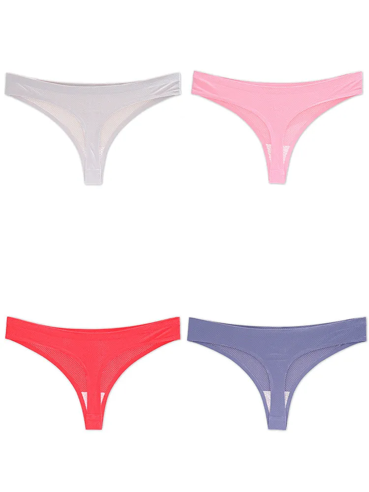 4-Pack Women's Sexy Seamless Invisible Thongs Panties
