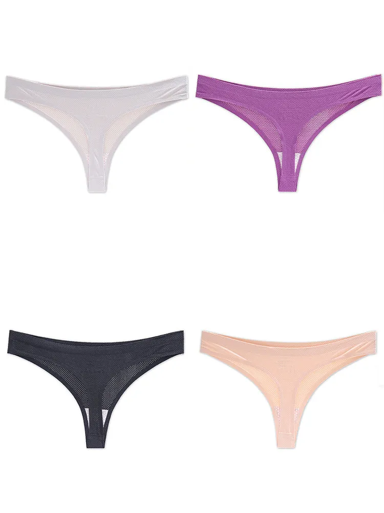 4-Pack Women's Sexy Seamless Invisible Thongs Panties