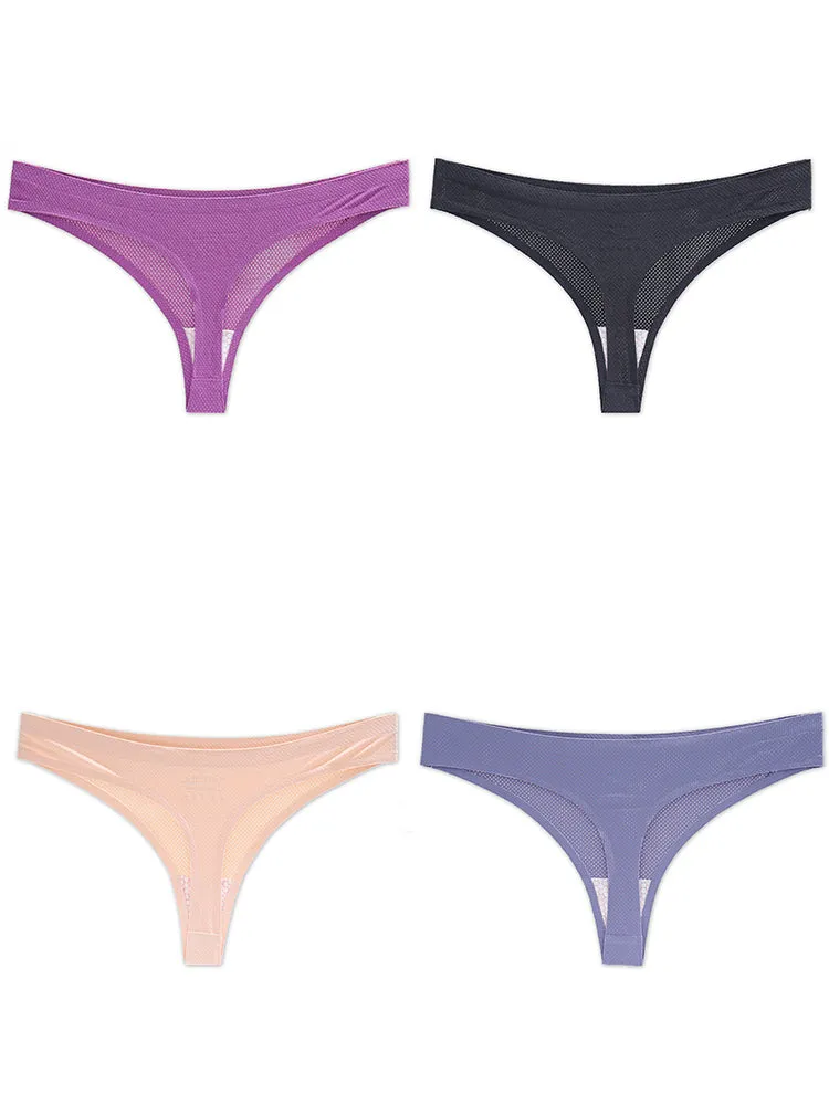 4-Pack Women's Sexy Seamless Invisible Thongs Panties