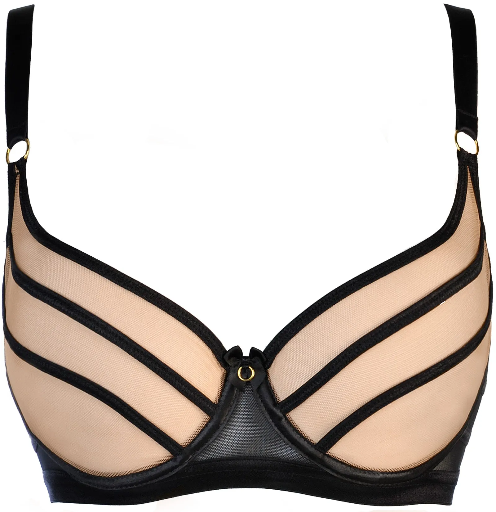 Axami 11071 Sheer Stripe Unlined Bra On the Clouds Nude/Black
