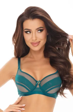 Axami Sheer Stripe Unlined Bra Teal Green