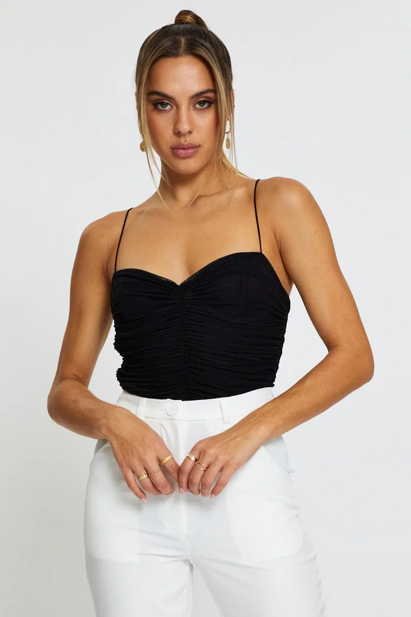 Black Bodysuit Top Mesh
