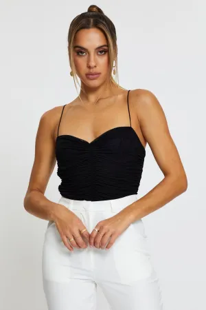 Black Bodysuit Top Mesh