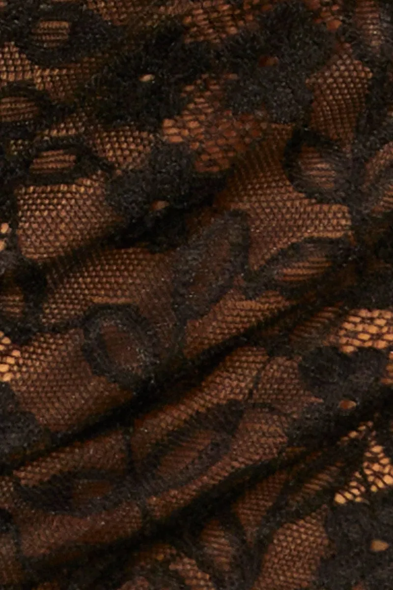 Black Floral Lace Corset Top Lingerie