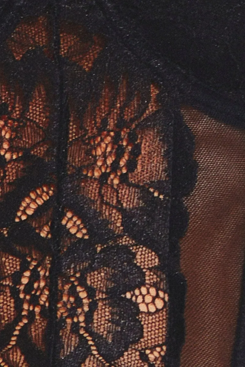 Black Floral Lace Corset Top