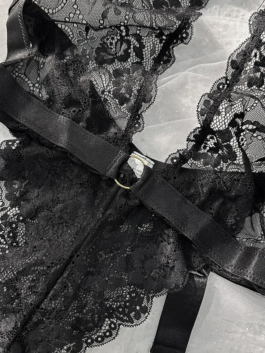 Black Sexy Lace Suspenders Shapewear