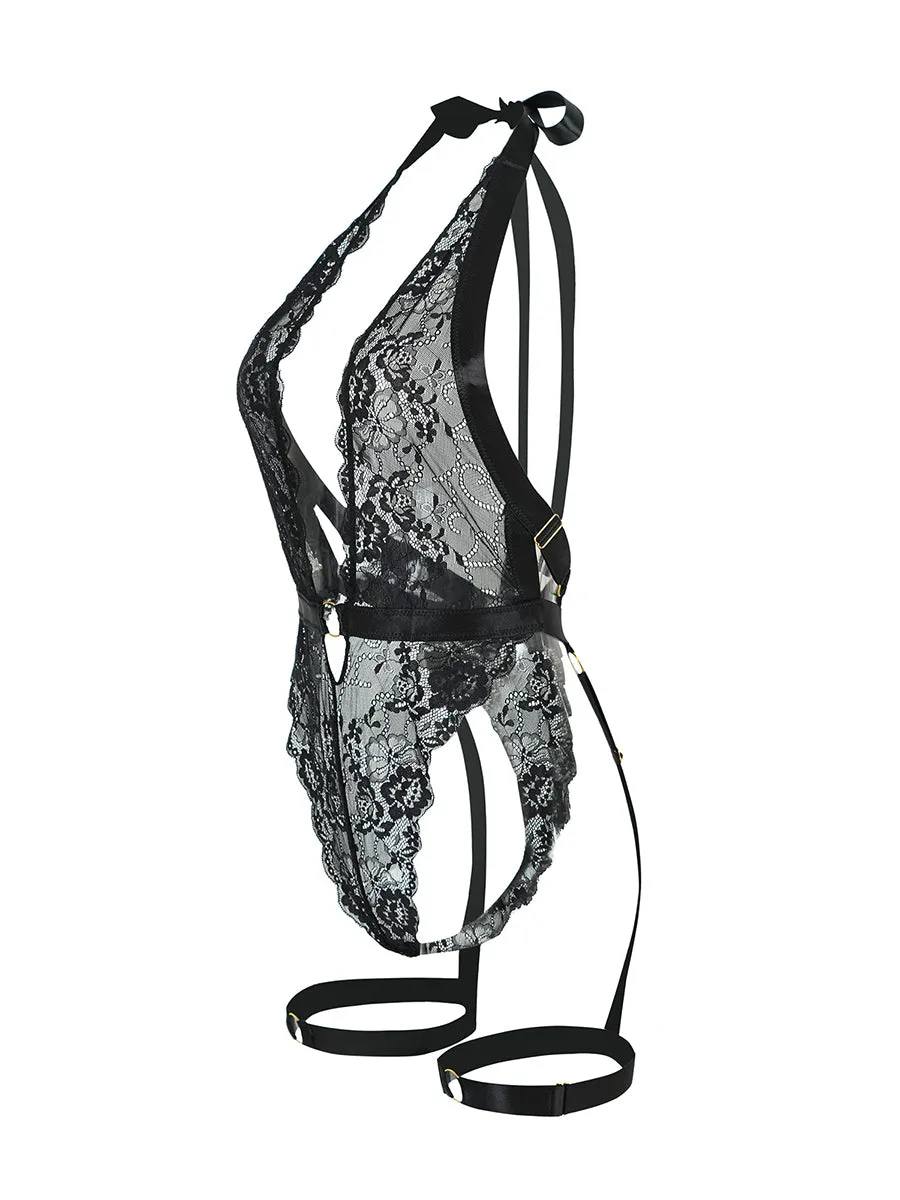 Black Sexy Lace Suspenders Shapewear