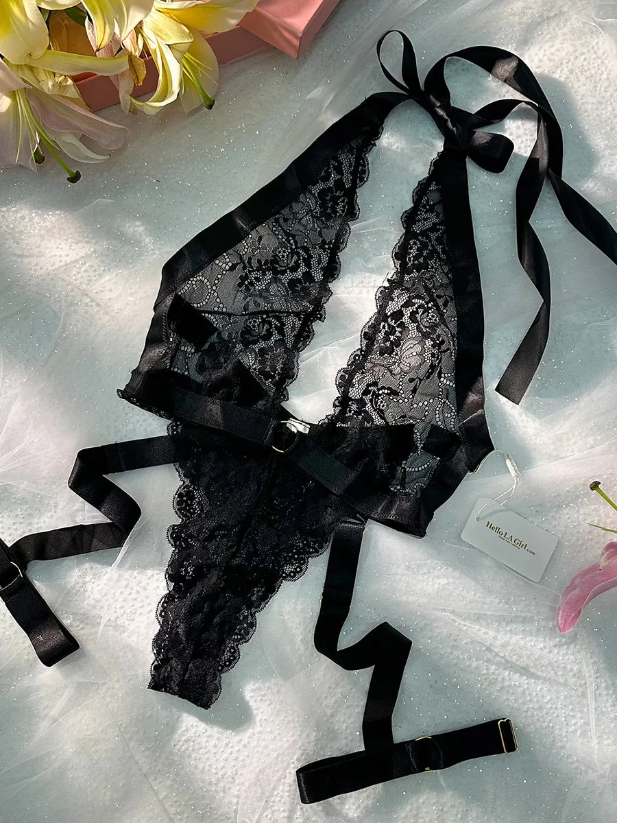 Black Sexy Lace Suspenders Shapewear