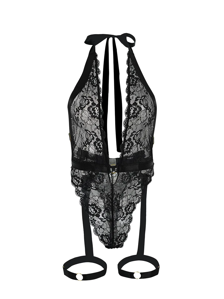 Black Sexy Lace Suspenders Shapewear