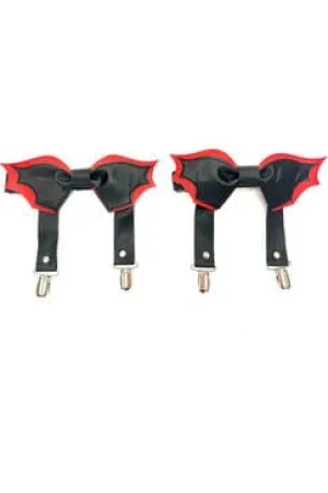 Black/Red Bat Leg Garters