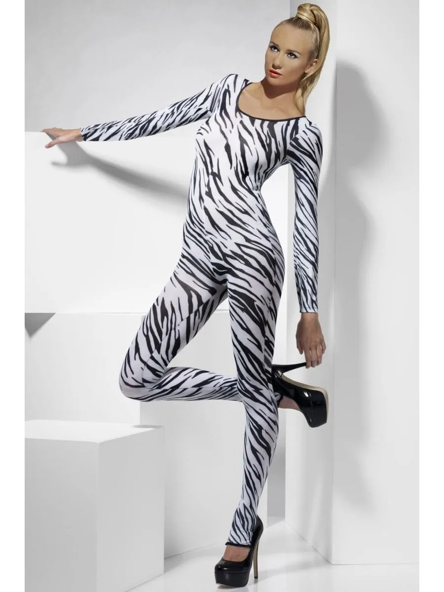Black/White Zebra Print Bodysuit - O/S
