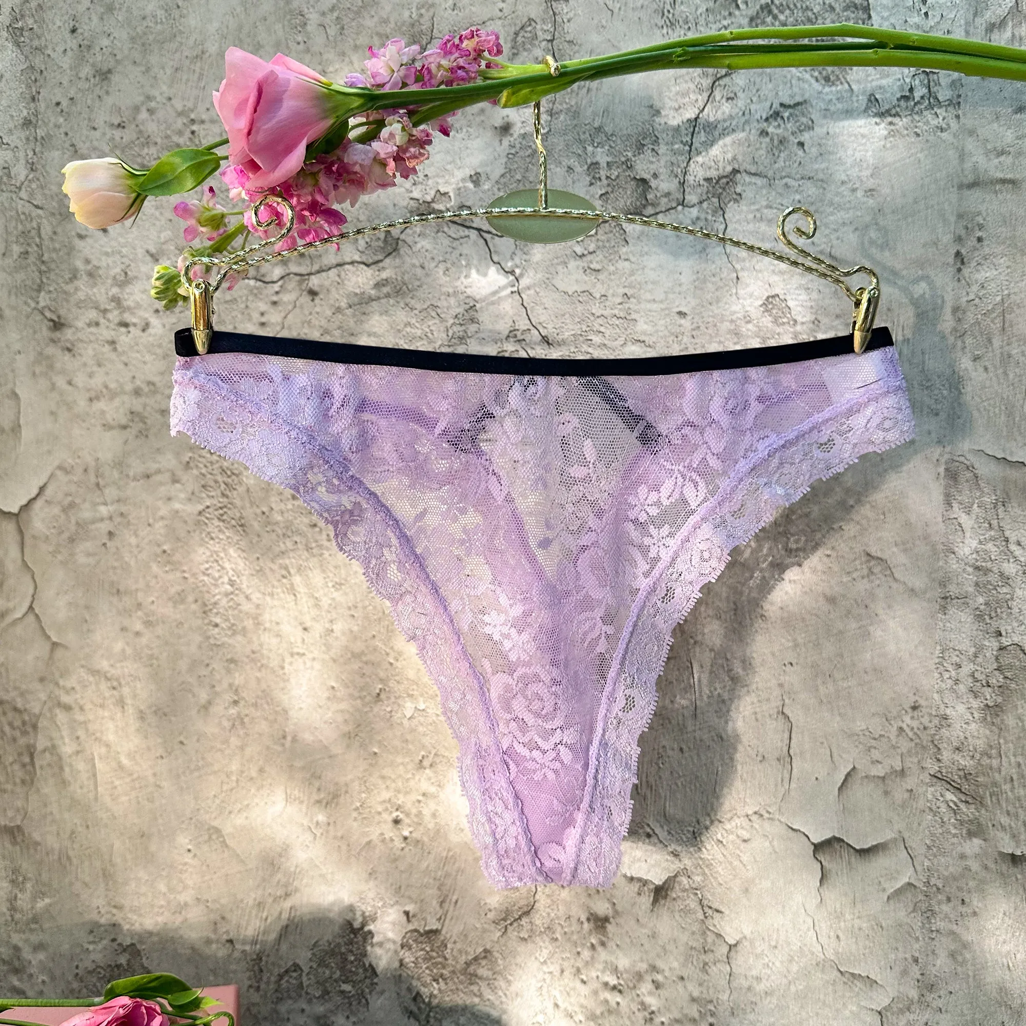 black/white/apricot/purple non-marking mesh high-waist T pants