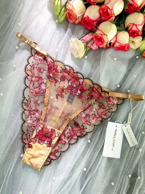 Blossom Elegance Lace Embroidery Thong