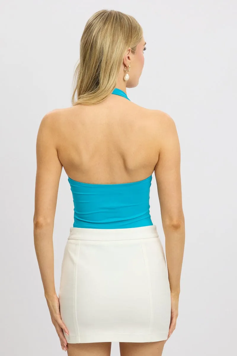 Blue Halter Bodysuit Supersoft