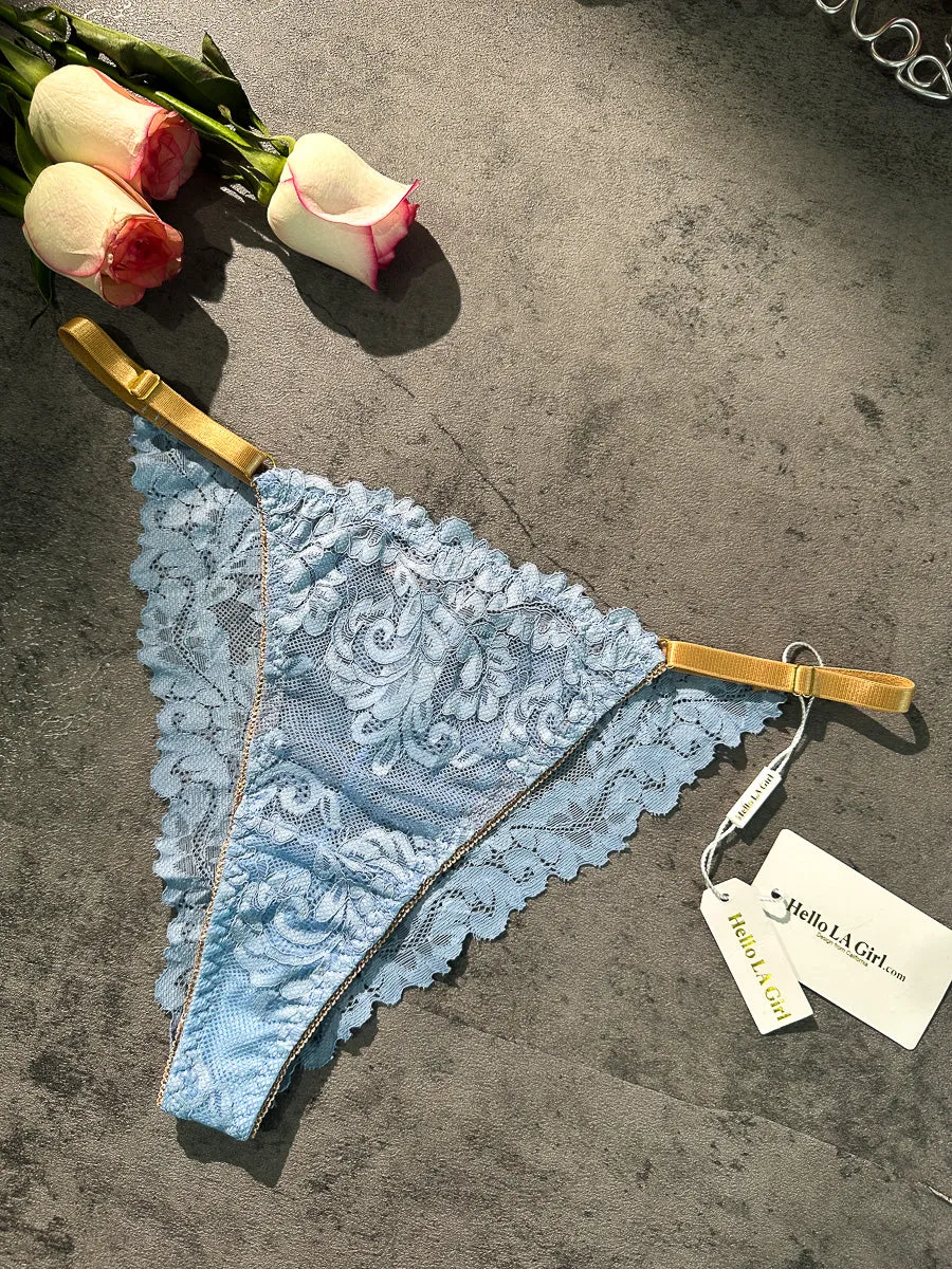 Blue Soft Lace Thong