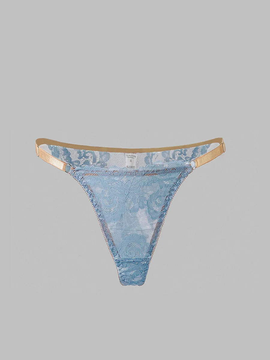 Blue Soft Lace Thong