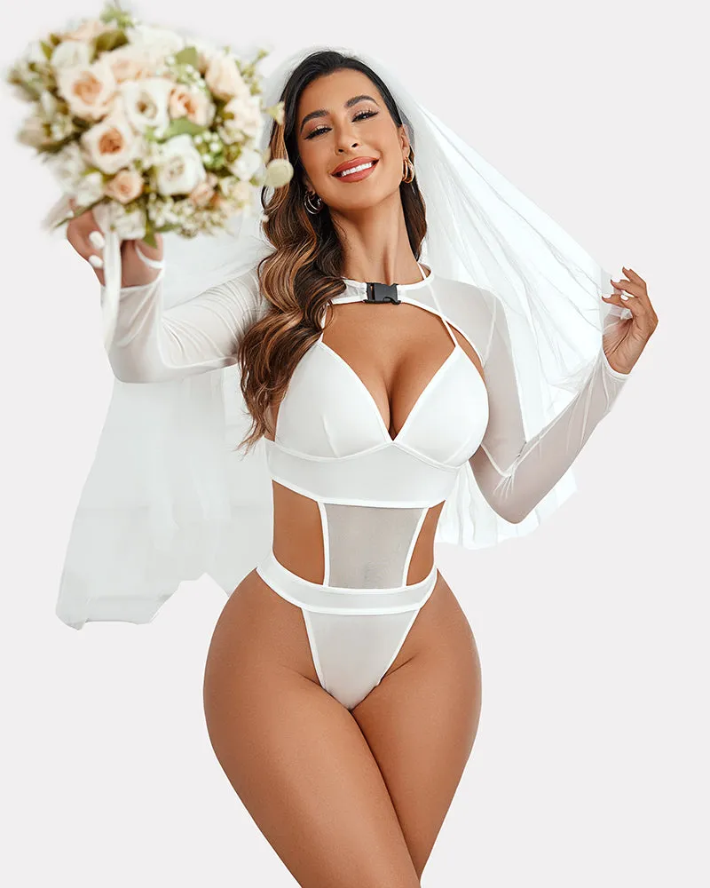 Bodysuit Buckle Shrug Crop Top Set