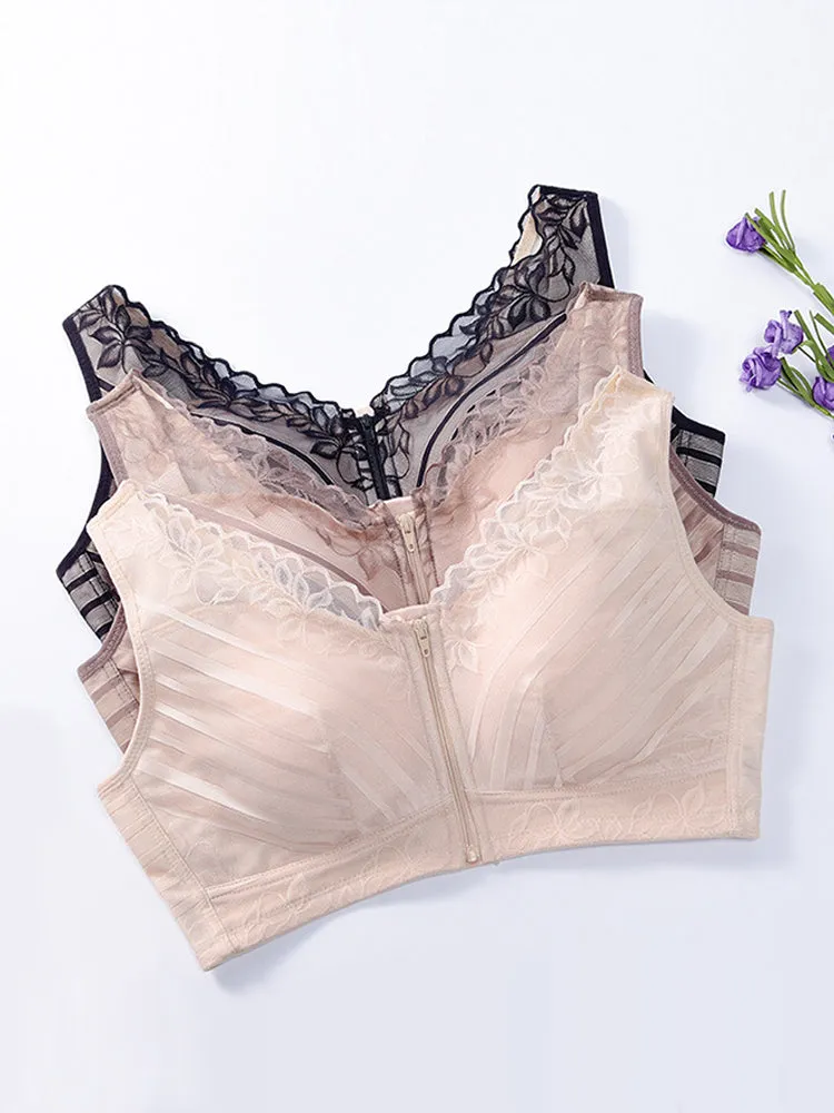 Breathable Push Up Zipper Front Bras
