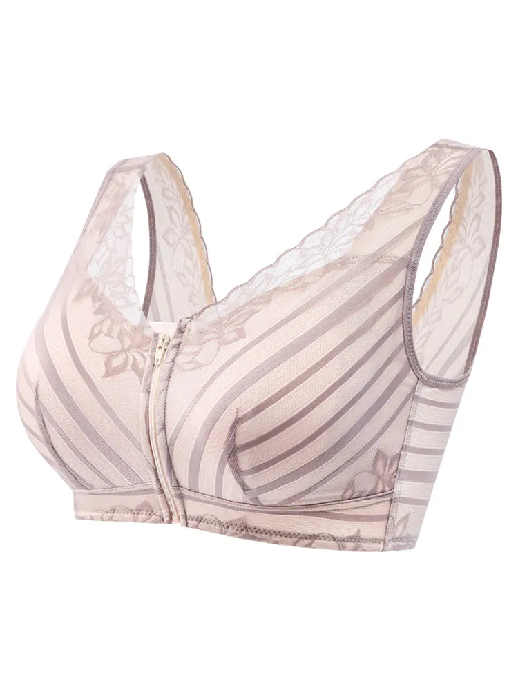 Breathable Push Up Zipper Front Bras