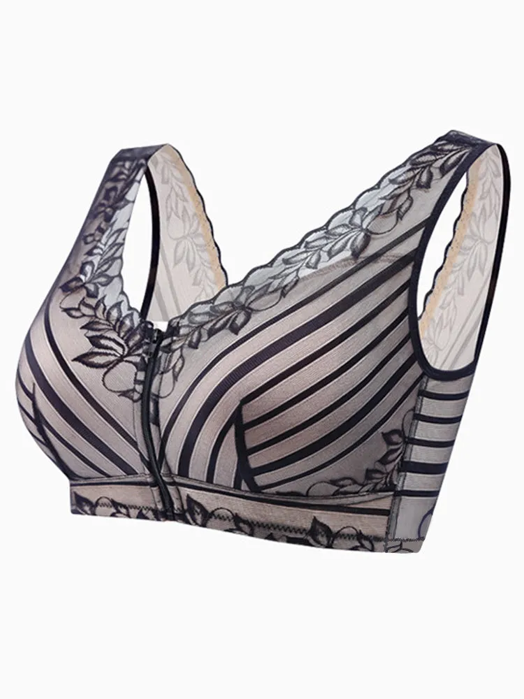 Breathable Push Up Zipper Front Bras