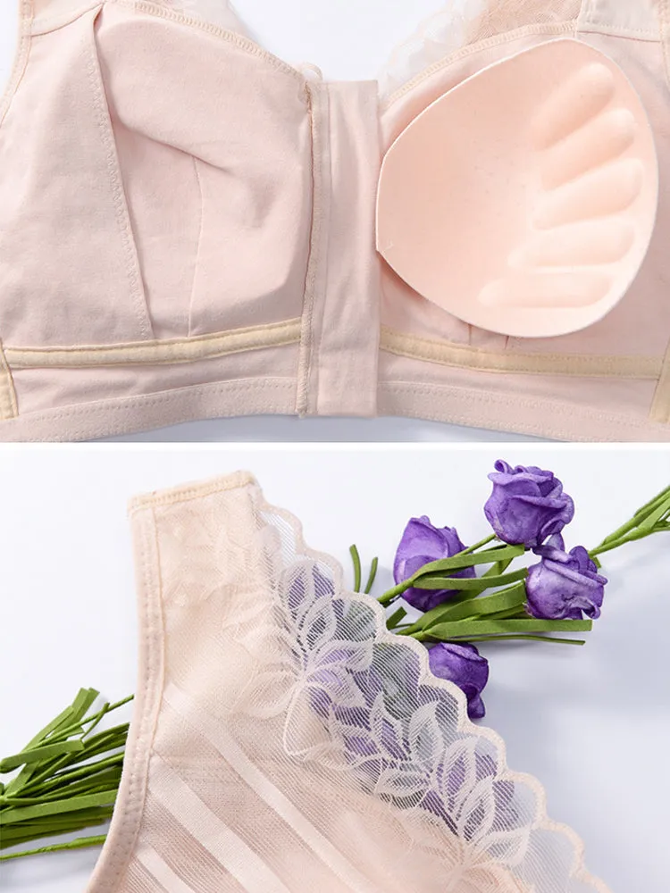 Breathable Push Up Zipper Front Bras