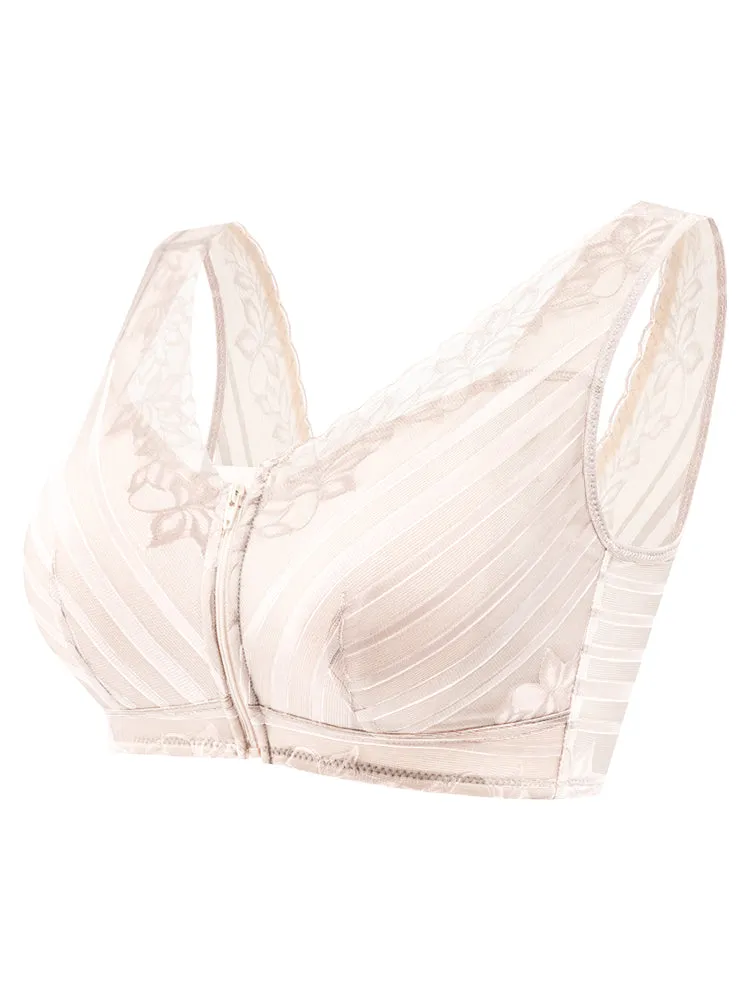 Breathable Push Up Zipper Front Bras