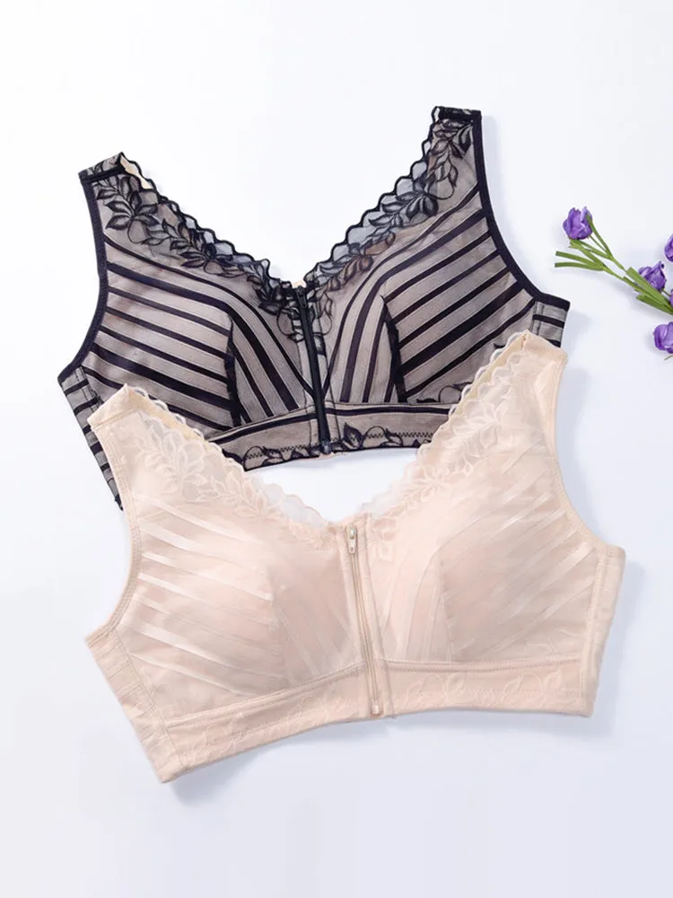 Breathable Push Up Zipper Front Bras