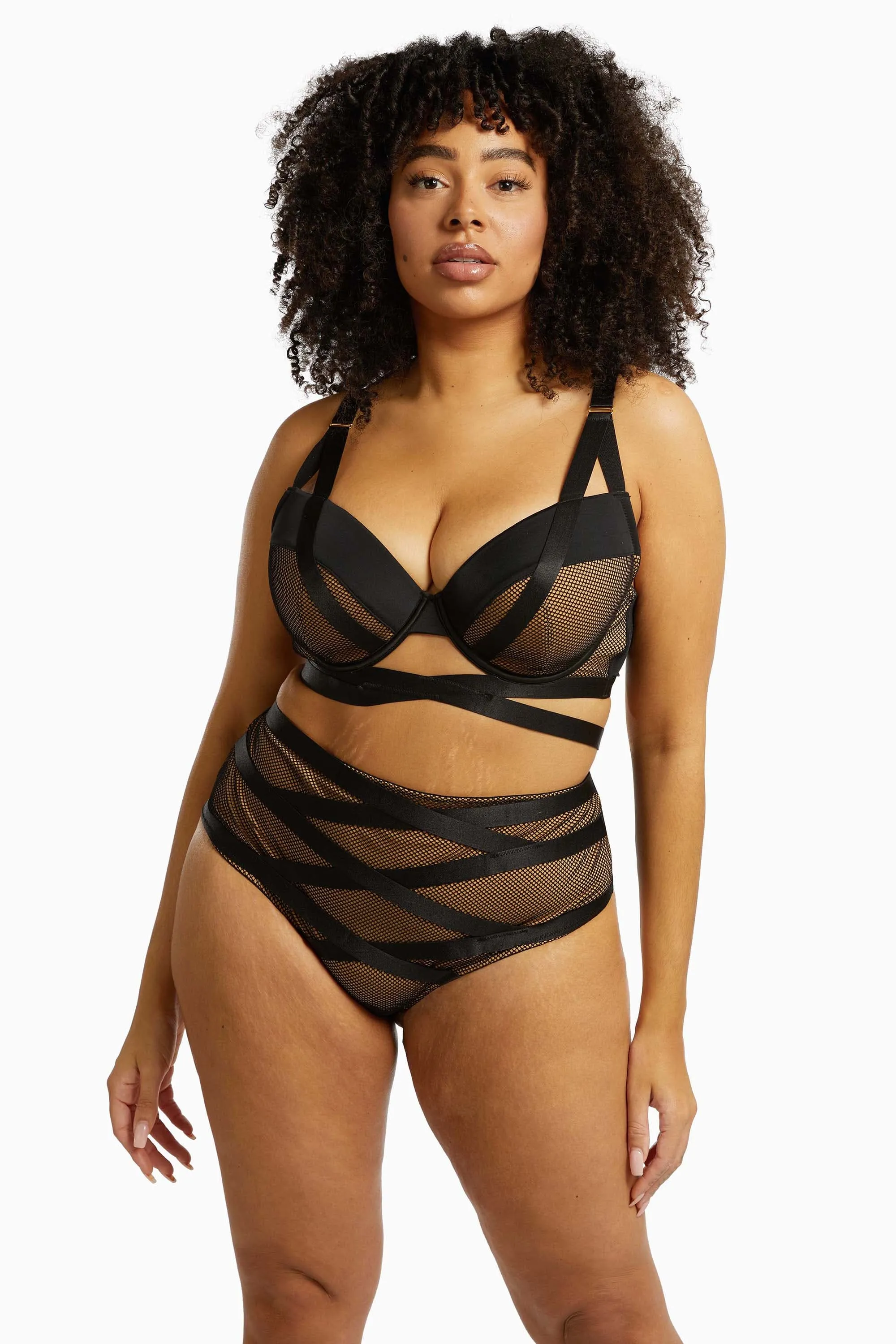 Brooklyn Fishnet Strappy High Waist Brief