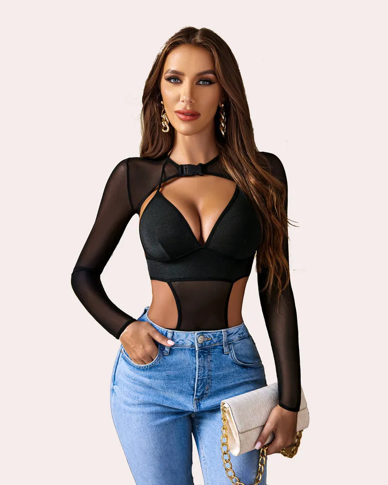 Buckle Shrug Bodysuit Crop Top Set (DE Only)