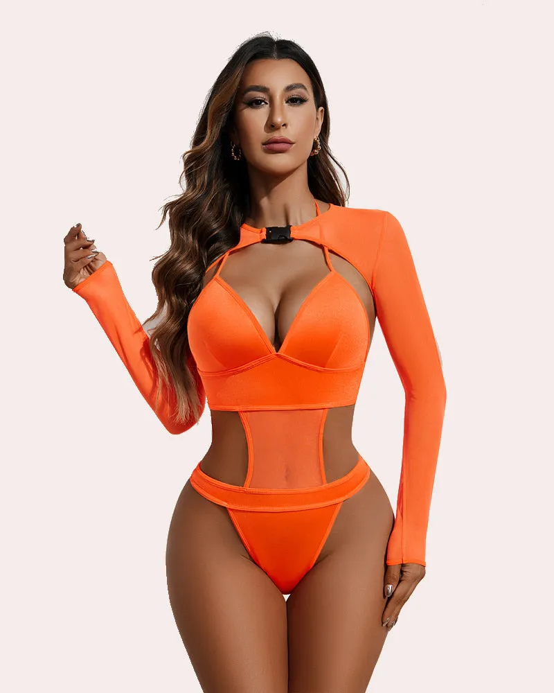 Buckle Shrug Bodysuit Crop Top Set (DE Only)