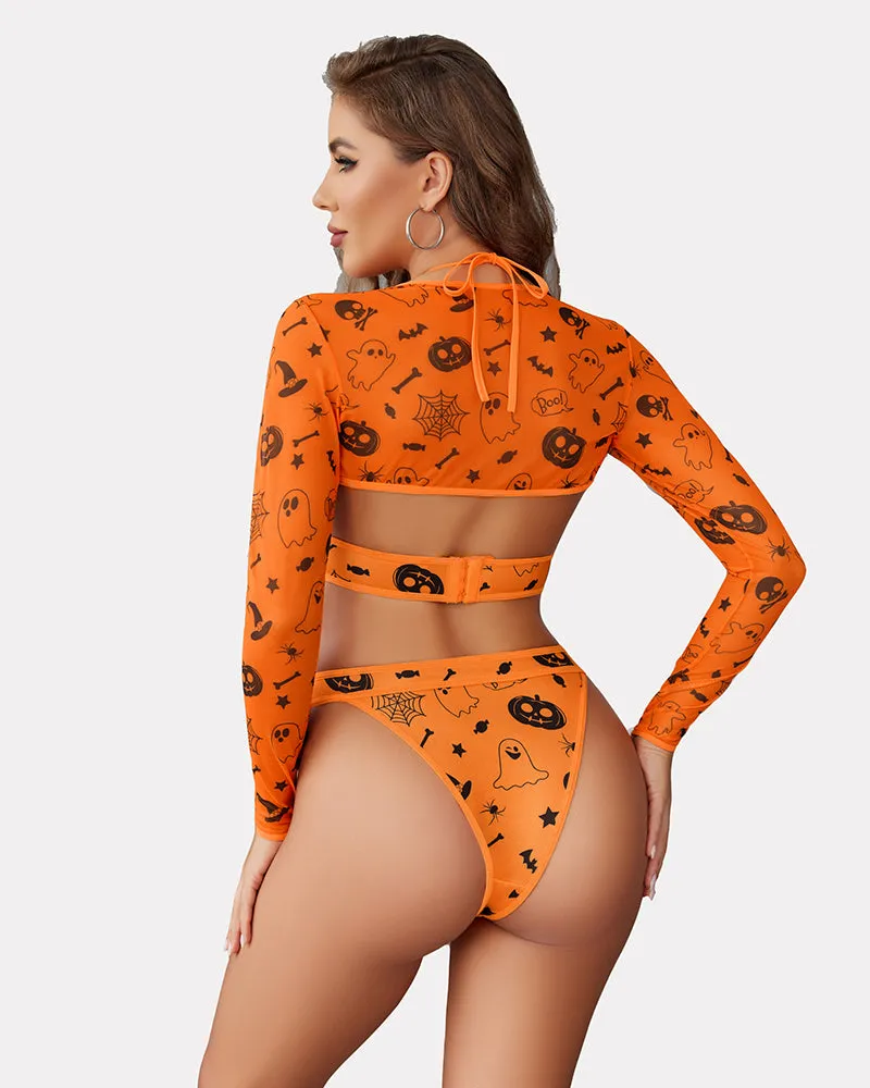Butterfly Rave Outfits Bodysuit Crop Top Set