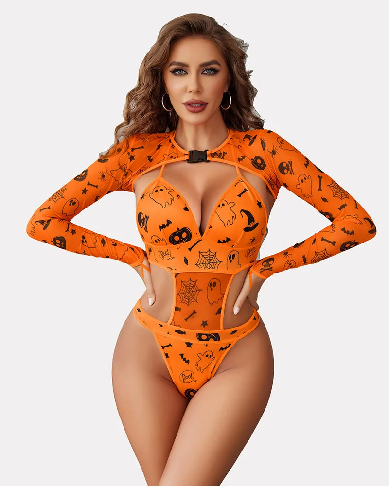Butterfly Rave Outfits Bodysuit Crop Top Set