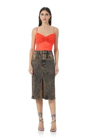 Casia Ruffle Bodysuit - Fiery Coral