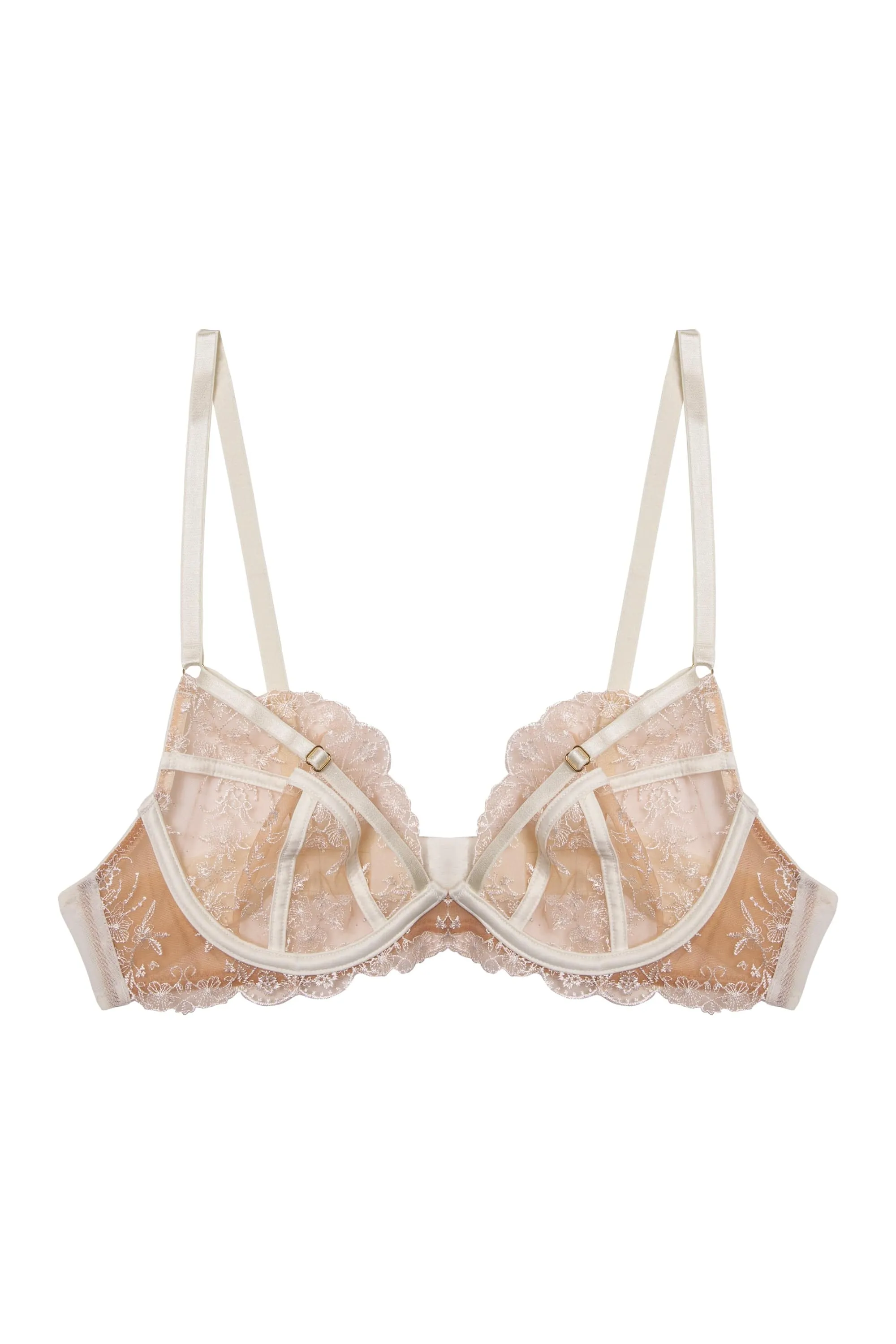 Cassia Ivory Floral Embroidery Caged Bra