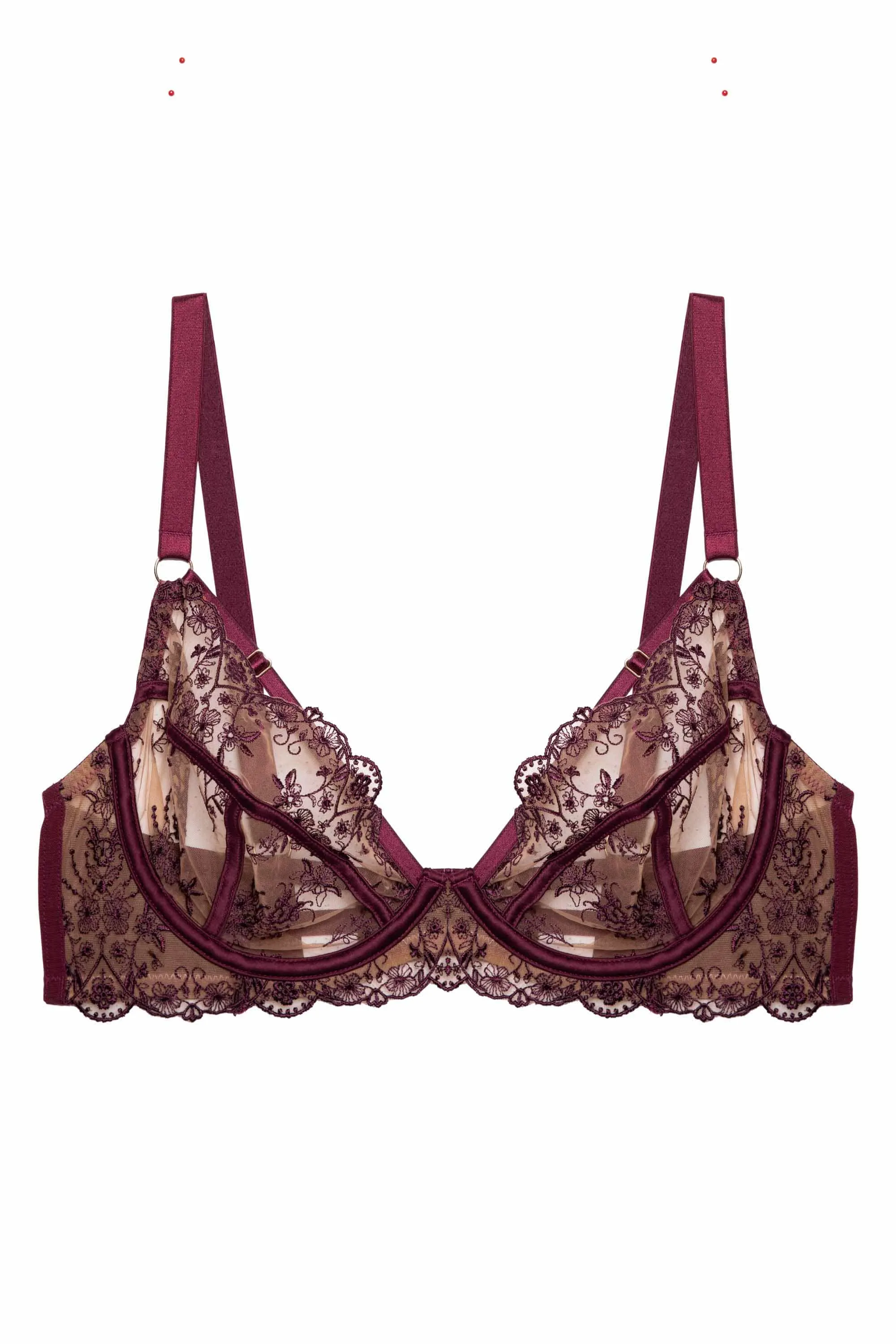 Cassia Wine Custom Embroidery Bra