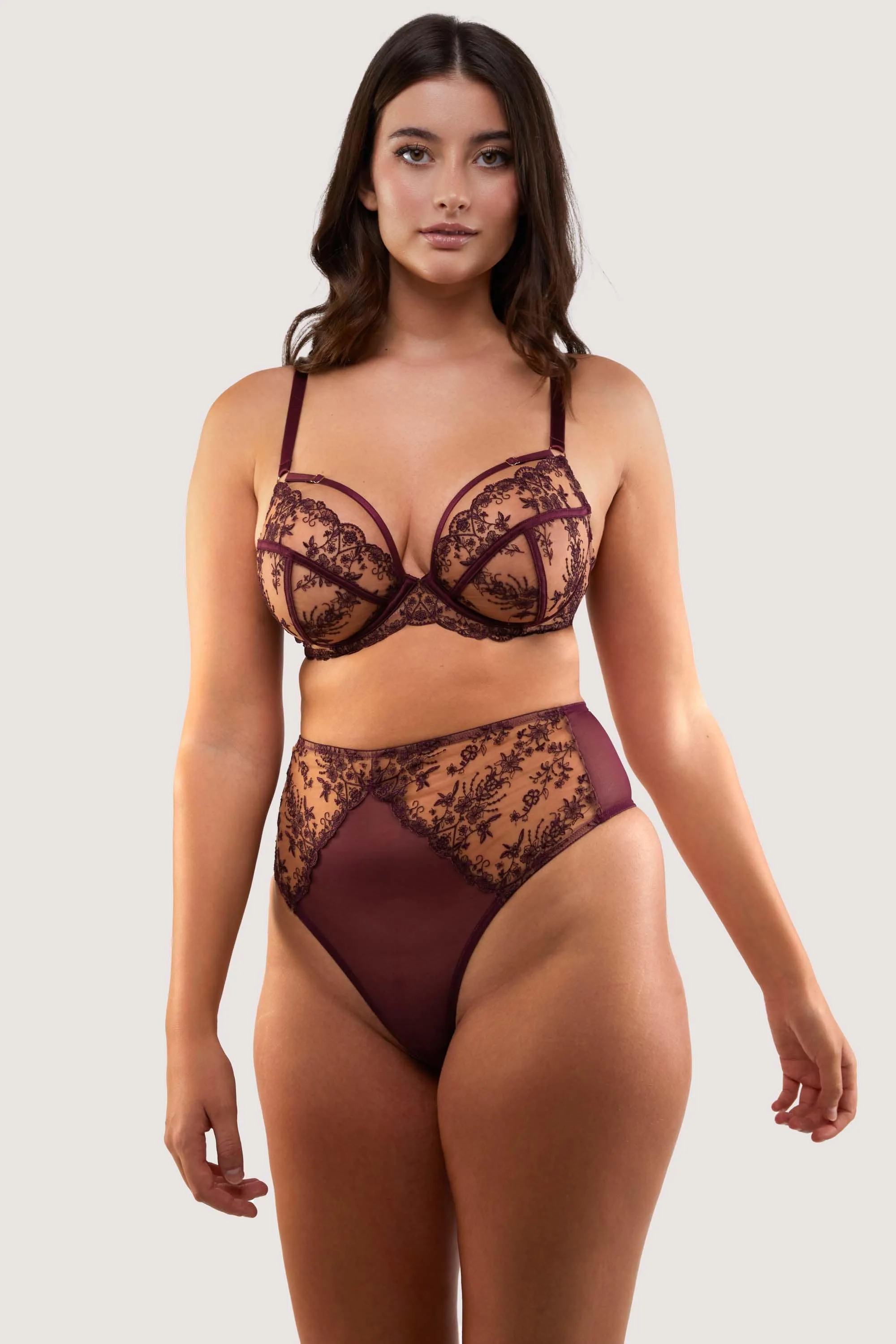 Cassia Wine Custom Embroidery Bra