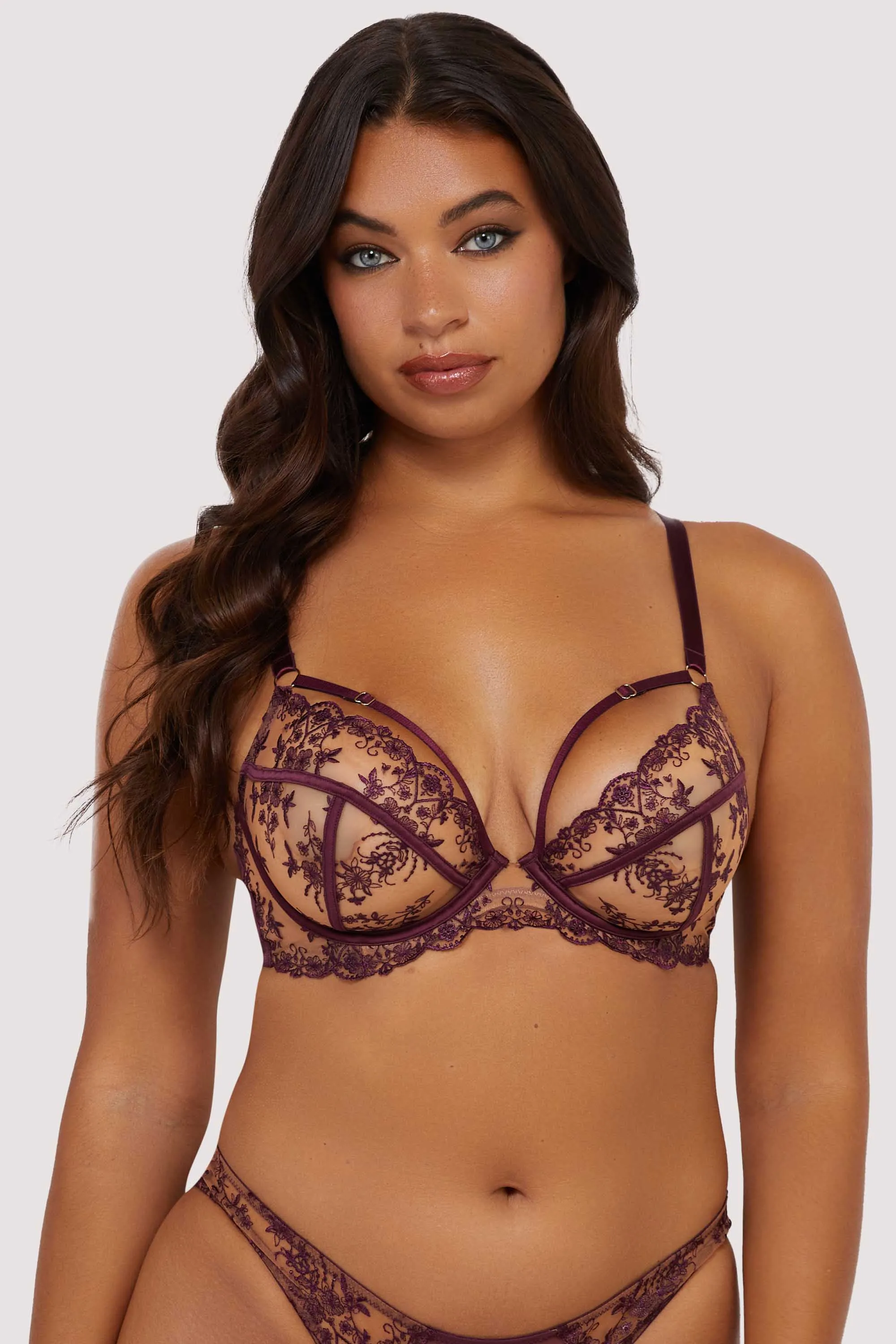 Cassia Wine Custom Embroidery Bra