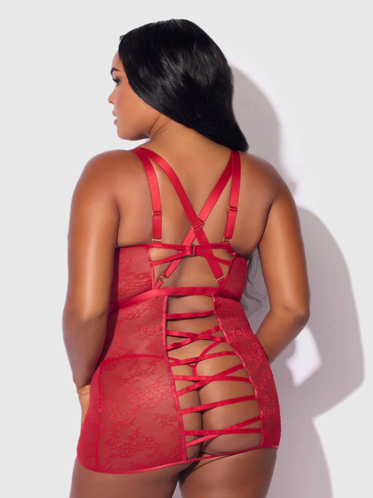Chiara Lace & Strappy Open Back Chemise